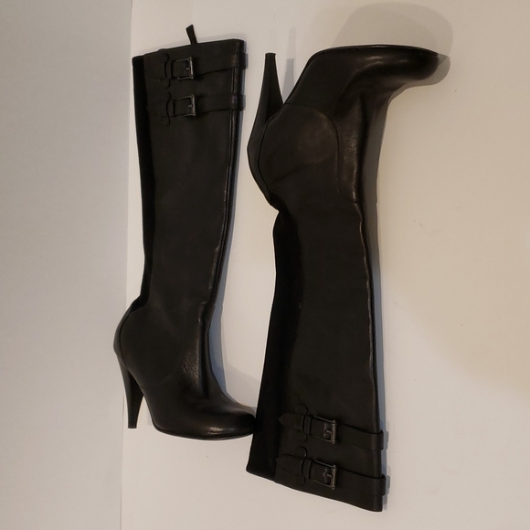 Cole Haan Air Jalisa Black Leather boots with Suede, slide zipper closur - Picture 2 of 16